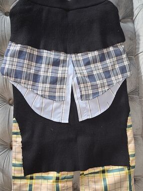 Black Layered Plaid Detail Women's Skirt
